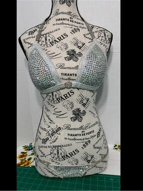 Hotmess Competition Bikini Top & Bottom Set Rhinestone Embellished Model Swim